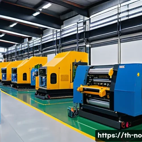 소음진동 주요 중점 과목 분석 - A modern industrial factory interior showcasing heavy machinery operating continuously, equipped wit...